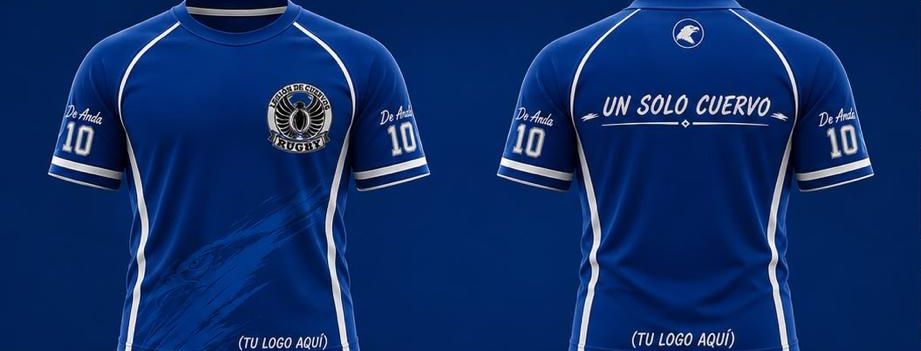 Playera de entrenamiento azul, frente y espalda